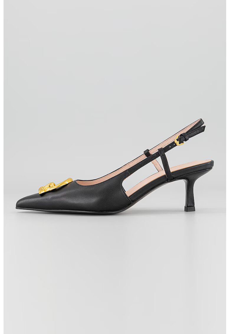 COCCINELLE Pantofi slingback de piele cu varf ascutit - Auriu/Negru