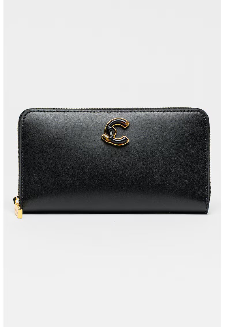 COCCINELLE Portofel de piele cu fermoar - Negru