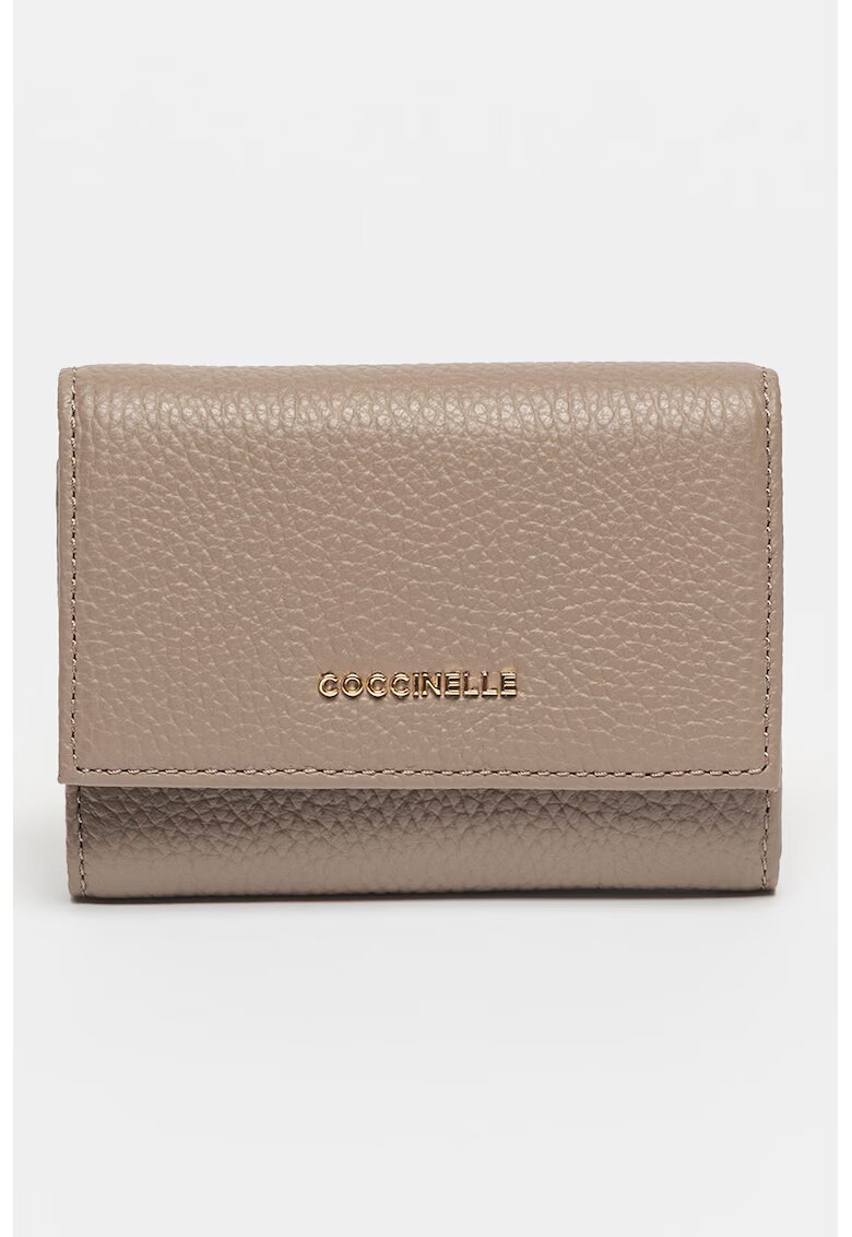 COCCINELLE Portofel pliabil de piele - Maro taupe
