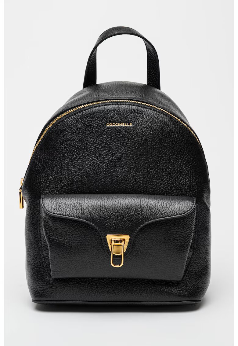 COCCINELLE Rucsac de piele cu detaliu logo Beat Generatio - Negru