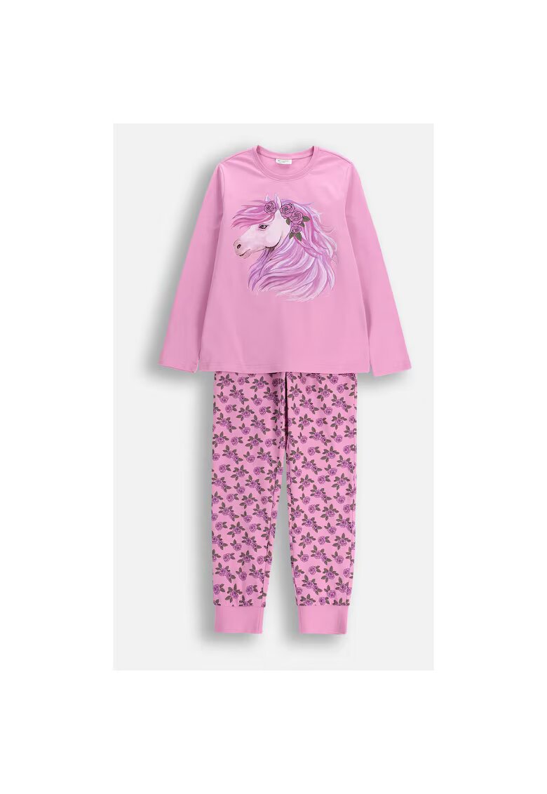 Coccodrillo Pijama lunga din bumbac cu imprimeu