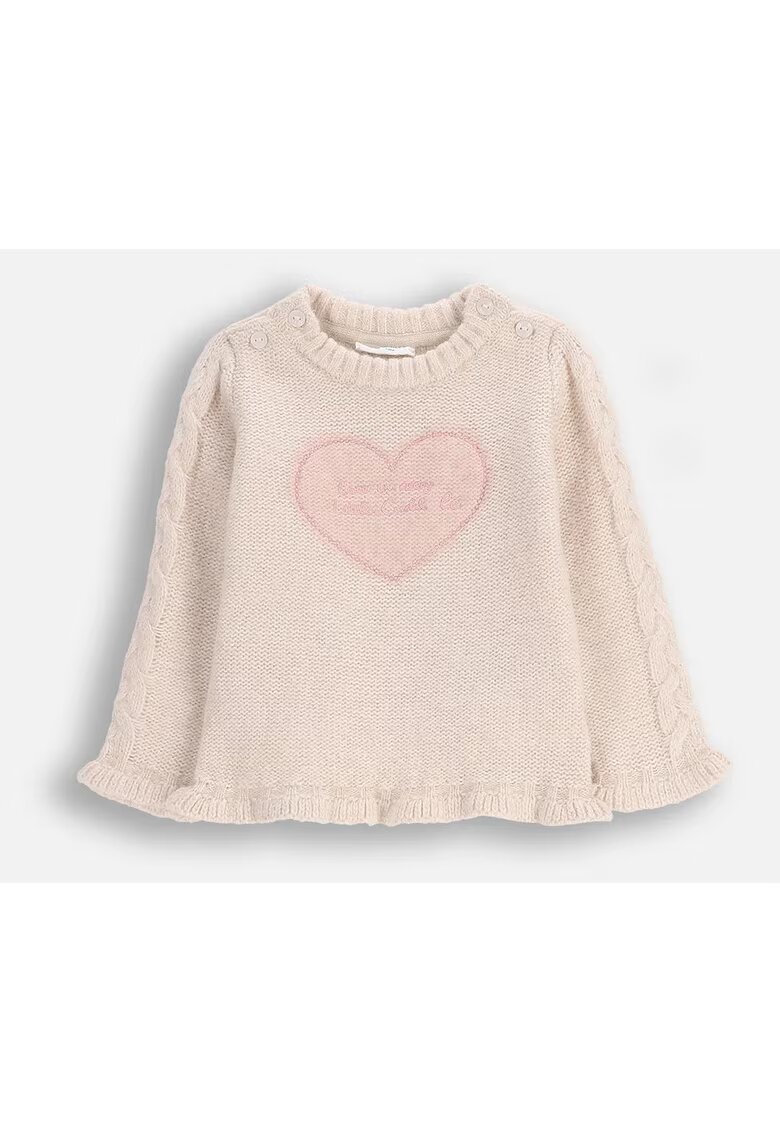 Coccodrillo Pulover din amestec de lana cu torsade si broderie