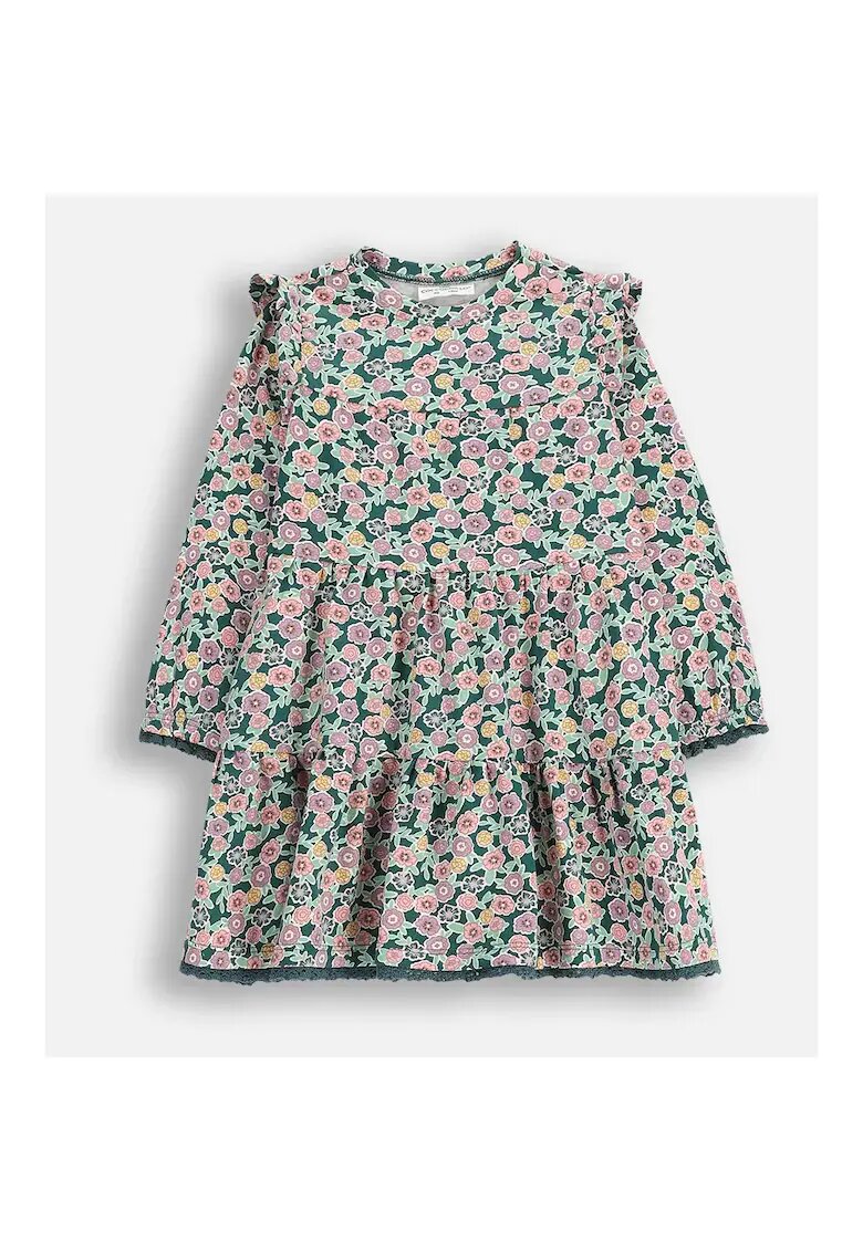 Coccodrillo Rochie din bumbac cu model floral si detalii cu volane