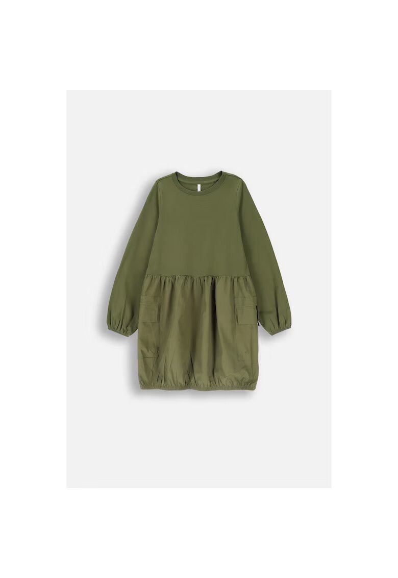 Coccodrillo Rochie verde militar cu maneca lunga si buzunare cargo - Verde