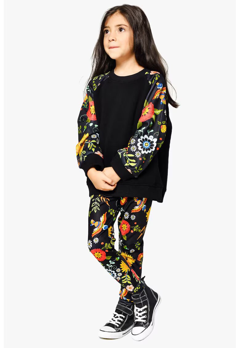  Colanti cu imprimeu floral - Negru/Portocaliu mandarina/Roz