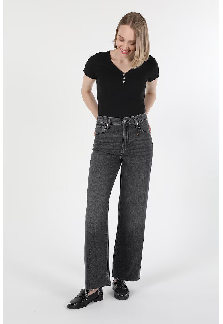 COLINS Blugi crop cu croiala ampla si aspect decolorat - Gri inchis