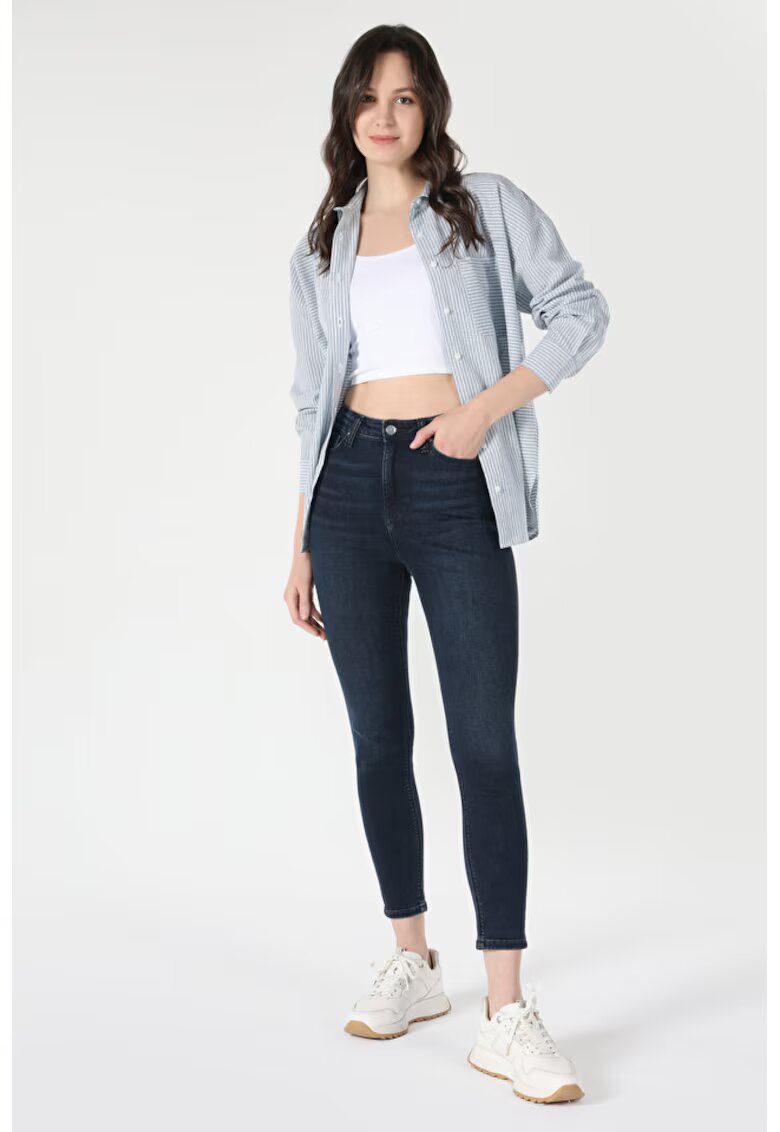 COLINS Blugi crop cu talie inalta1