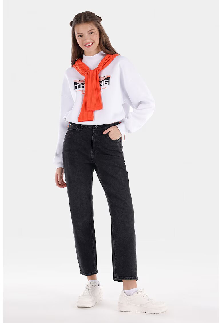 COLINS Blugi crop mom fit - Negru