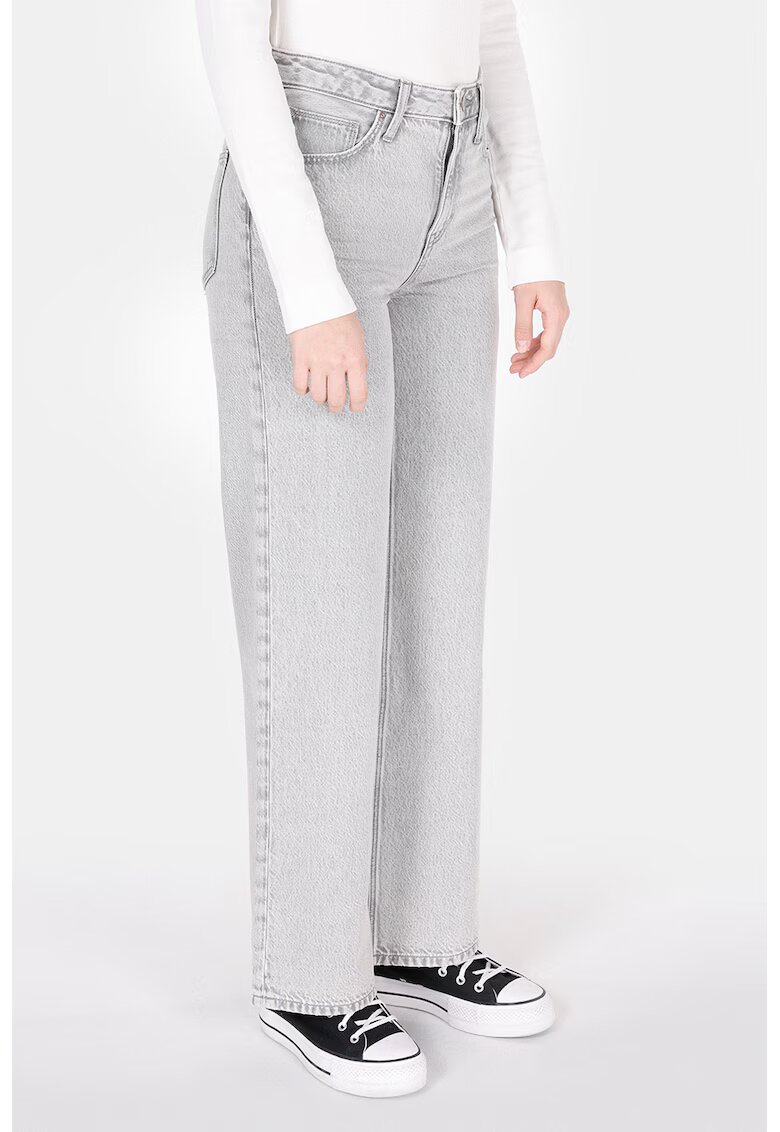 COLIN'S Blugi cu talie inalta si aspect decolorat - Gri deschis melange