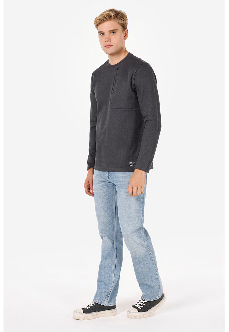 COLIN'S Bluza cu decolteu la baza gatului si fenta cu fermoar - Gri antracit