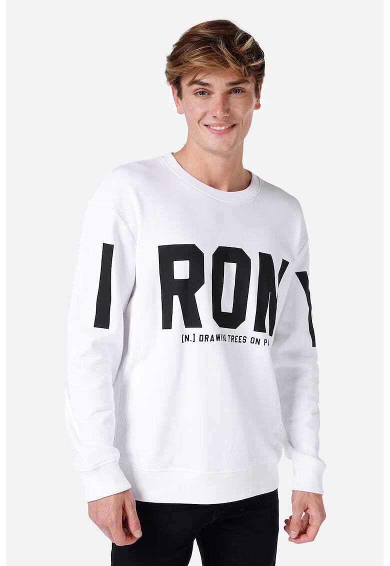 COLINS Bluza cu imprimeu text supradimensionat - Alb