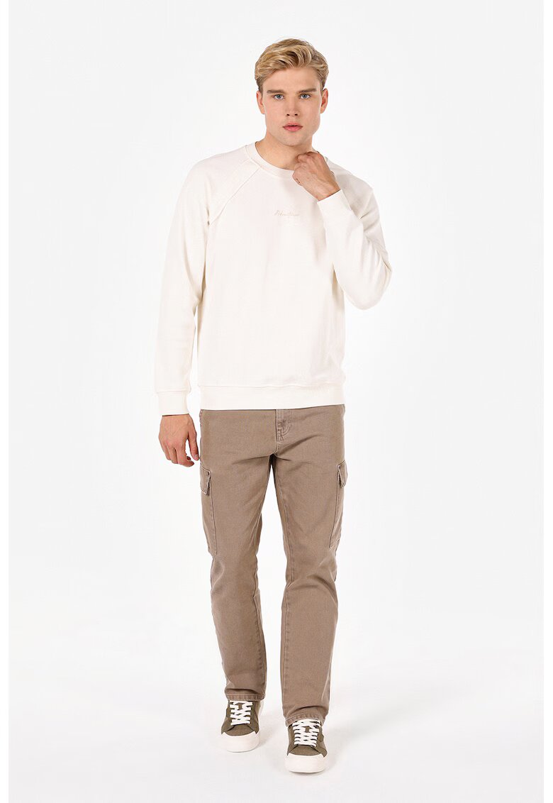 COLIN'S Bluza de trening cu decolteu rotund si text - Alb fildes