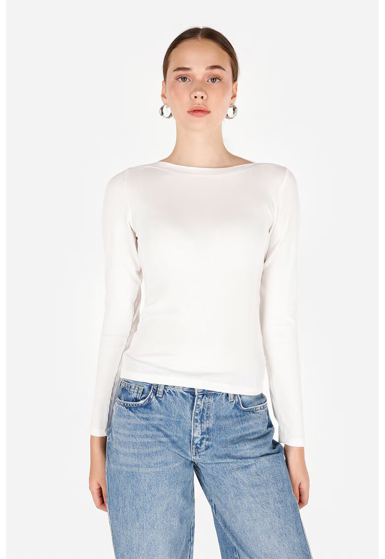 COLIN'S Bluza slim fit cu decolteu barcuta - Alb murdar