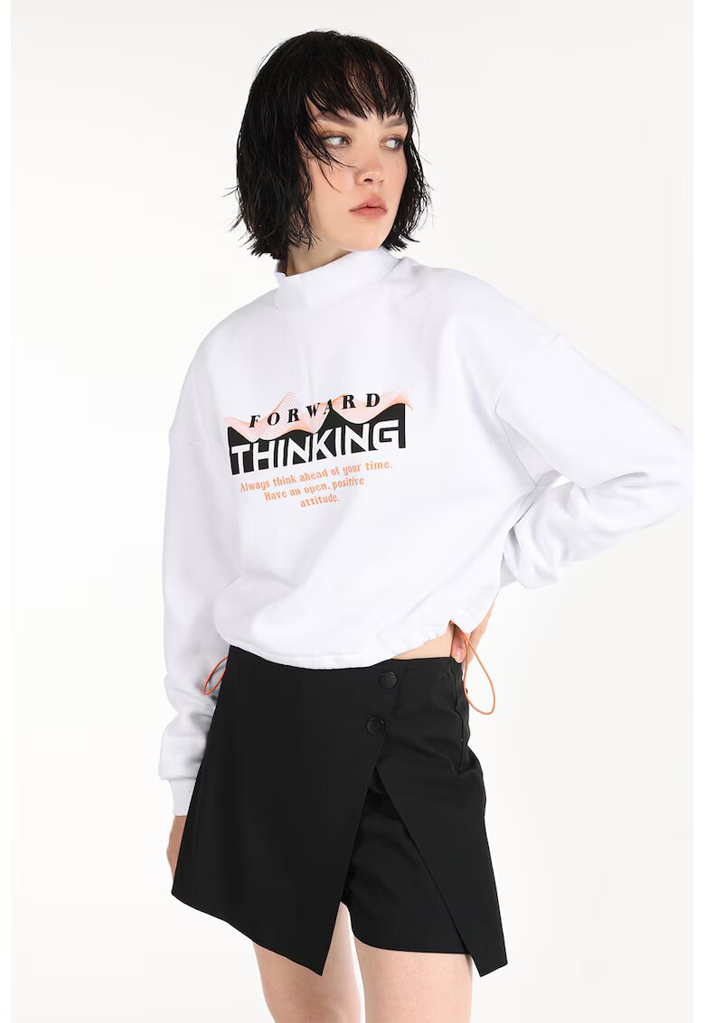 COLIN'S Bluza sport cu imprimeu si terminatie ajustabila - Alb/Negru/Portocaliu