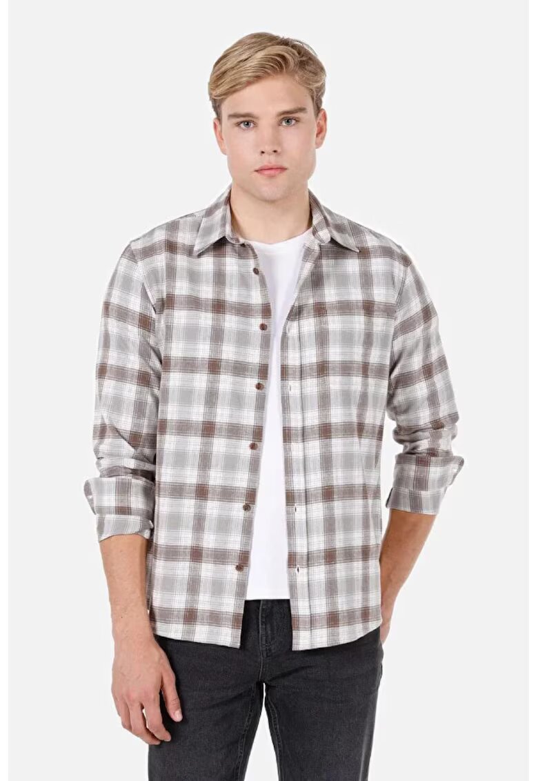 COLIN'S Camasa barbateasca regular fit - bumbac - maron - Maro