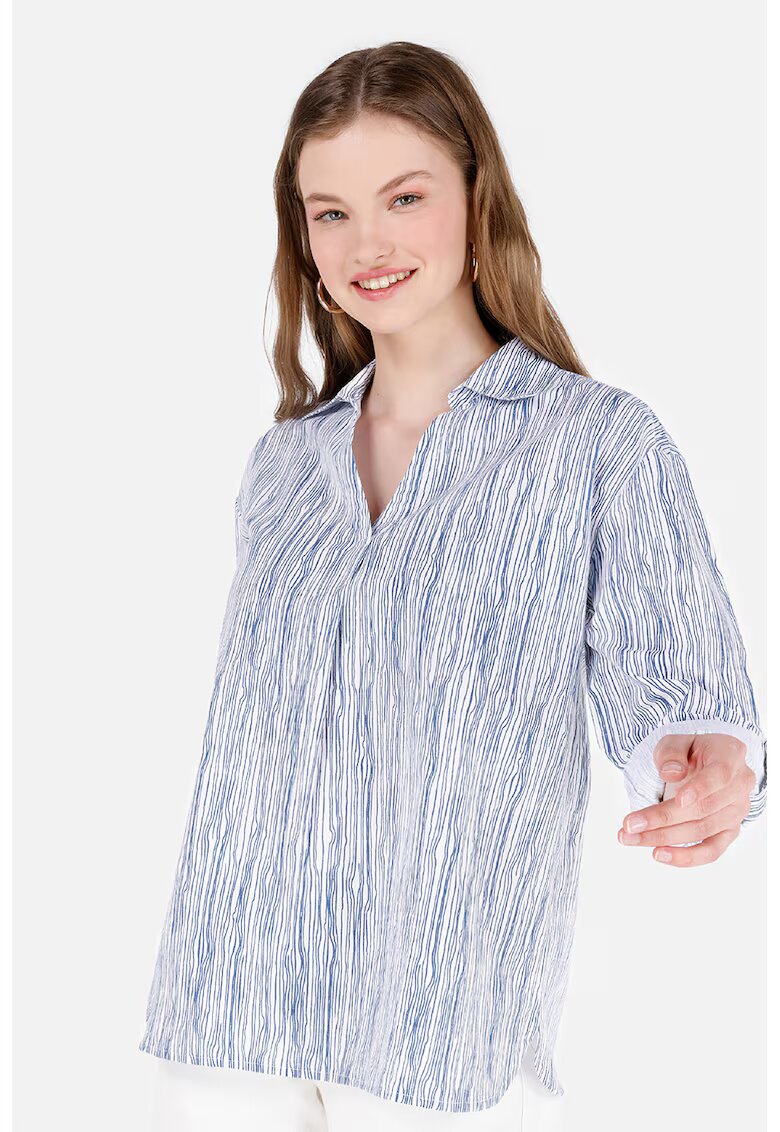 COLINS Camasa lejera cu model - Alb/Albastru inchis