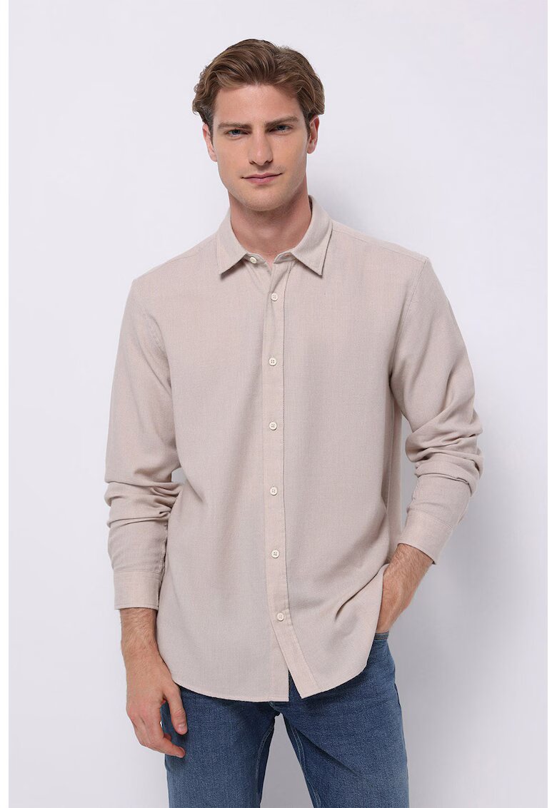 COLIN'S Camasa regular fit cu guler ascutit - Bej inchis