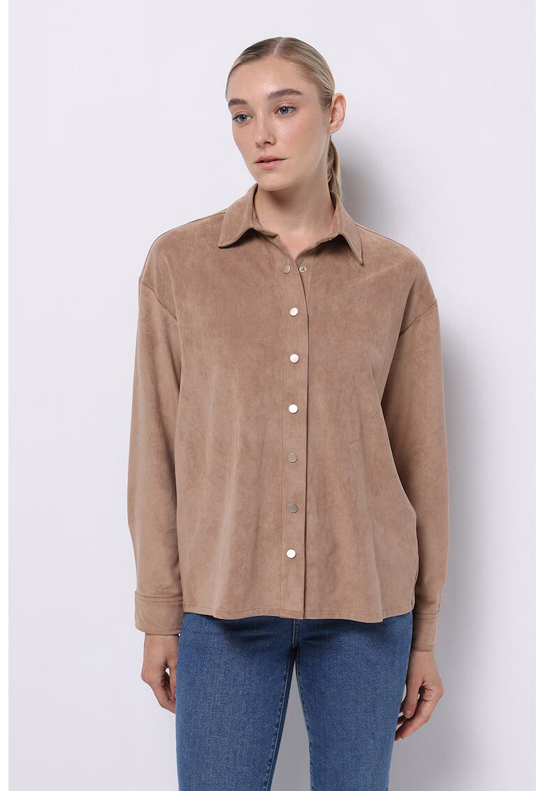 COLIN'S Camasa regular fit de piele intoarsa ecologica - Maro deschis