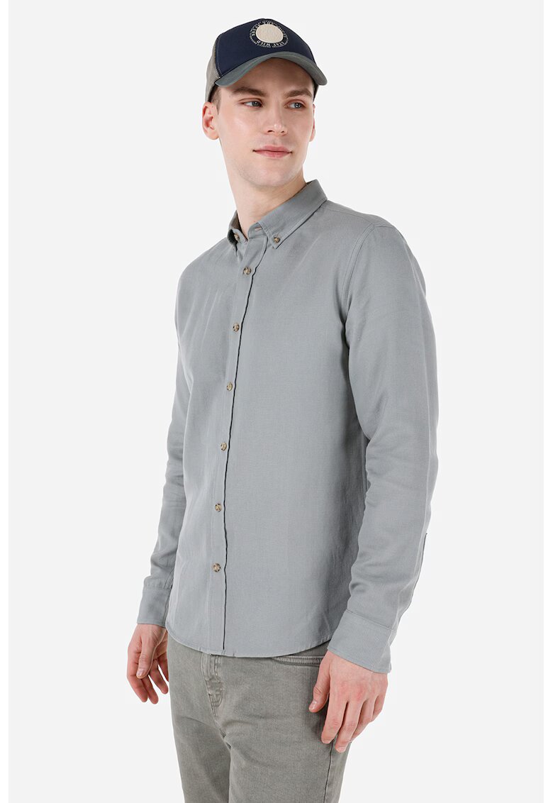 COLINS Camasa slim fit cu guler fixat cu nasturi - Gri inchis