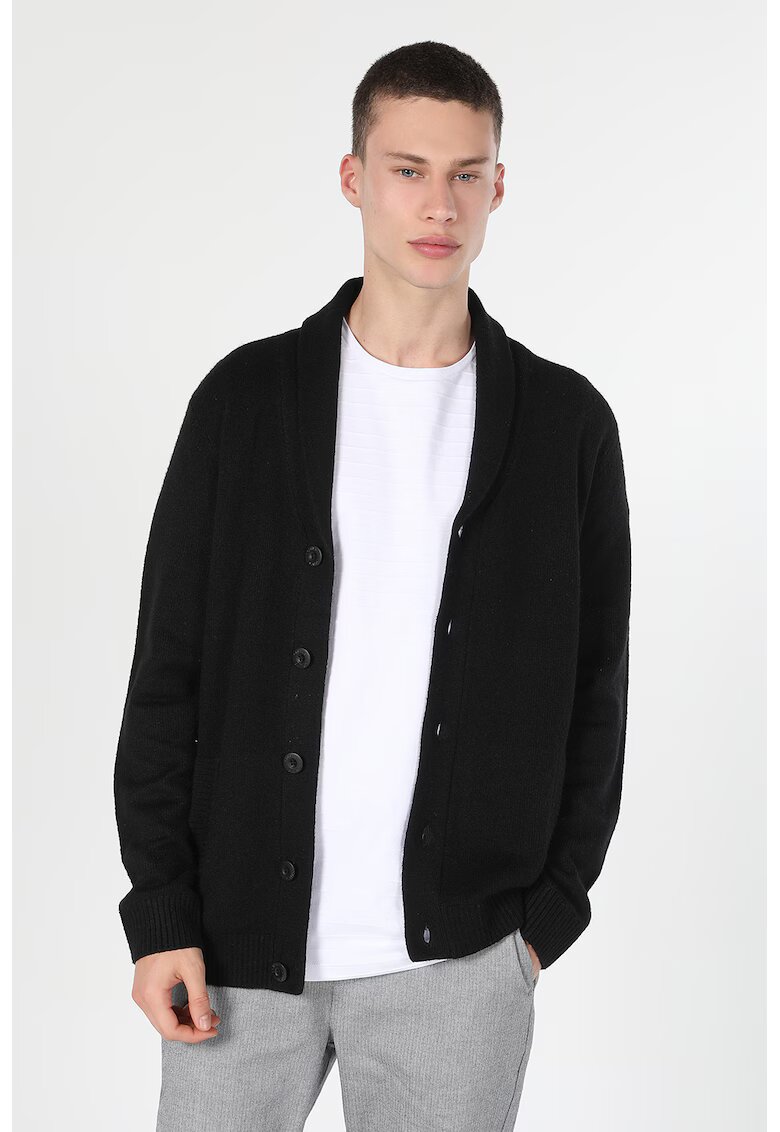 COLIN'S Cardigan slim fit cu guler-sal - Negru