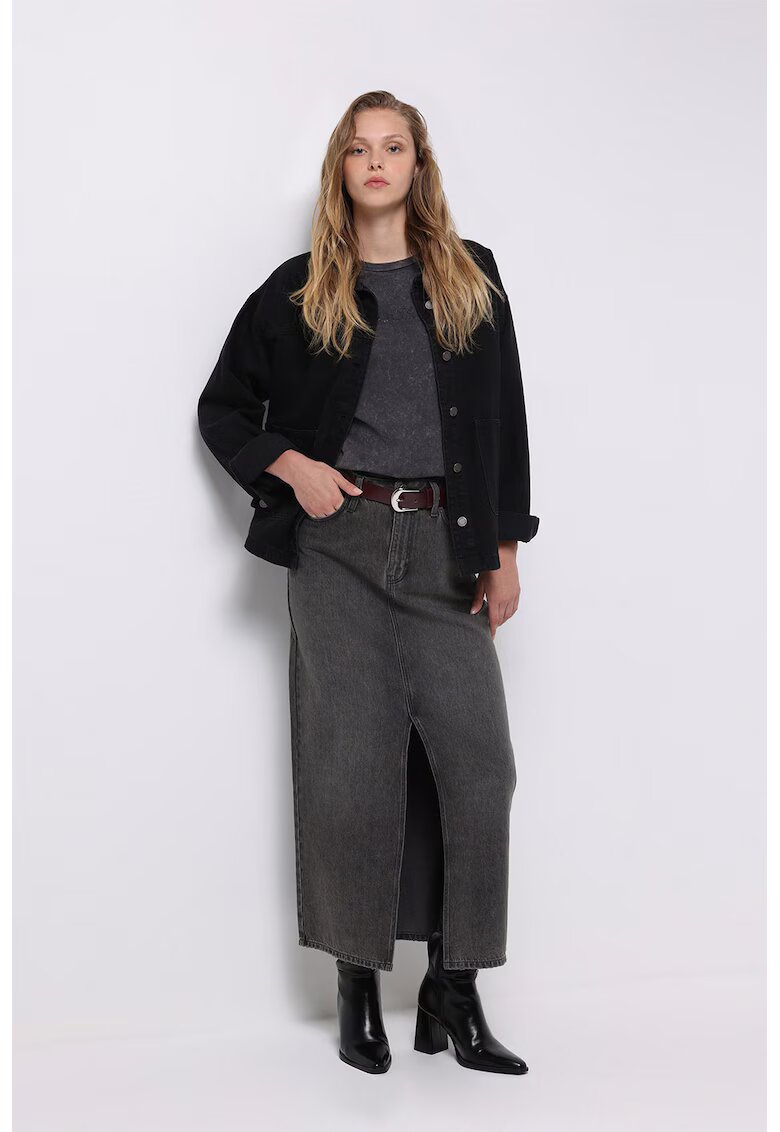COLIN'S Fusta de denim cu slit frontal - Gri antracit