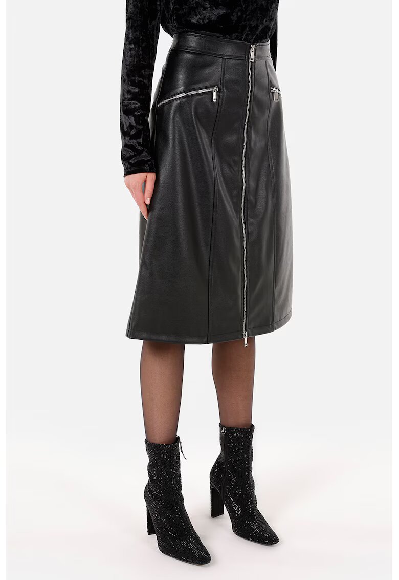 COLIN'S Fusta midi din piele ecologica - Negru