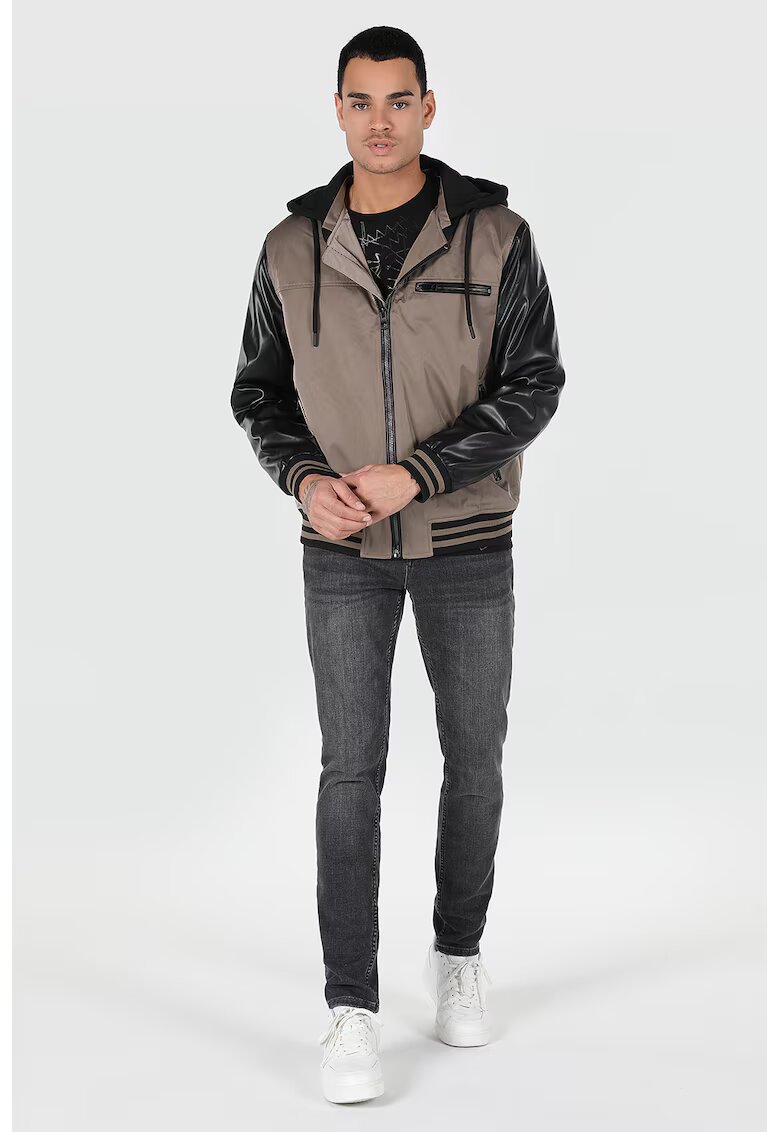COLIN'S Geaca colorblock cu gluga - Maro taupe
