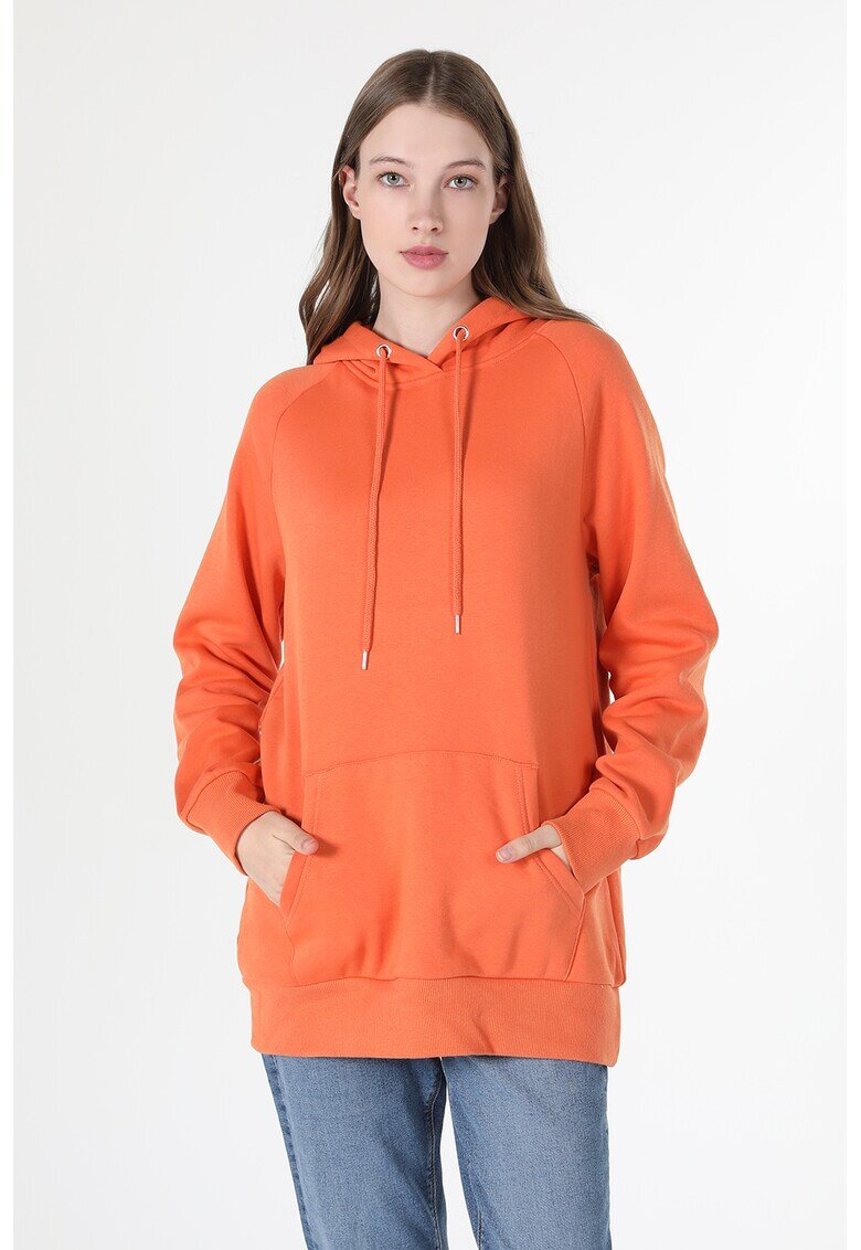 COLINS Hanorac cu buzunar kangaroo si maneci raglan - Portocaliu