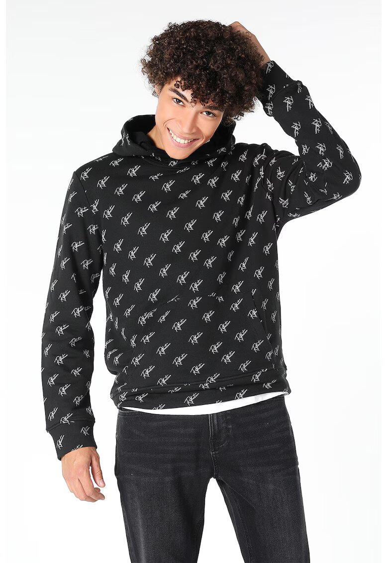 COLINS Hanorac din amestec de bumbac cu model text - Negru