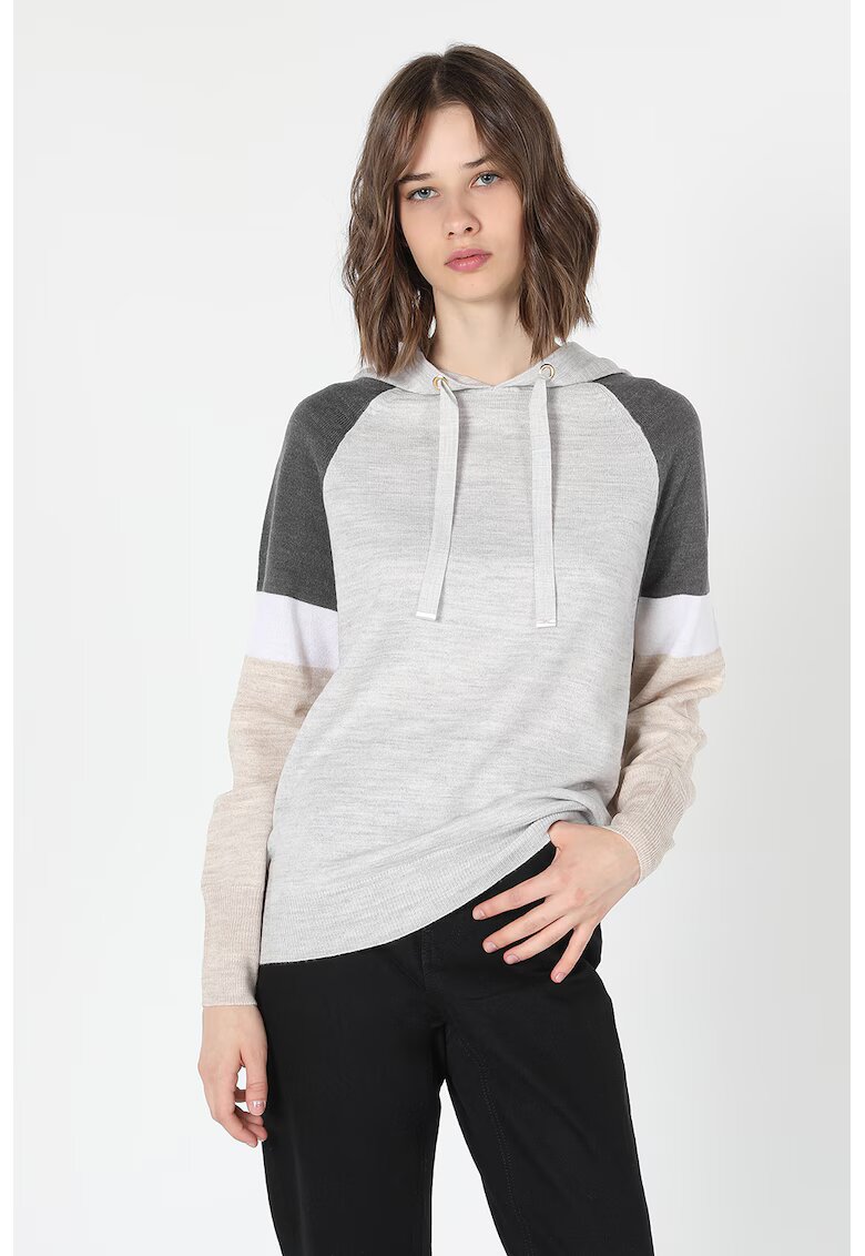 COLIN'S Hanorac din amestec de lana cu design colorblock - Bej/Gri melange