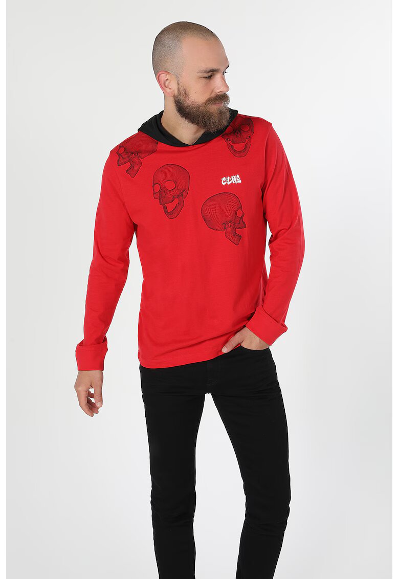 COLINS Hanorac regular fit cu imprimeu grafic - Rosu/Negru