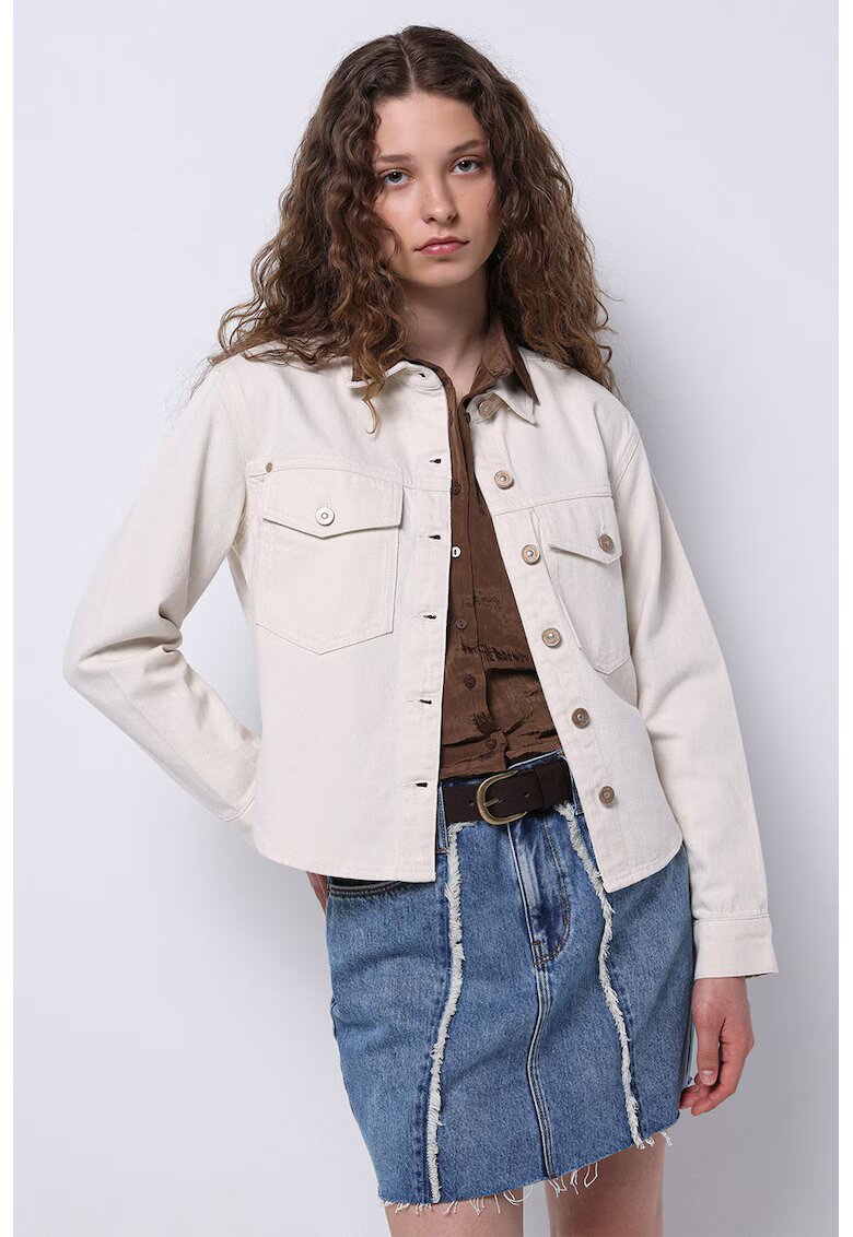 COLIN'S Jacheta-camasa din denim cu buzunare cu clapa pe piept - Bej deschis