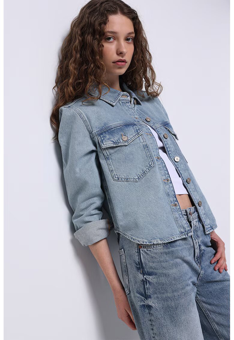 COLIN'S Jacheta-camasa din denim cu nasturi - Albastru lavanda
