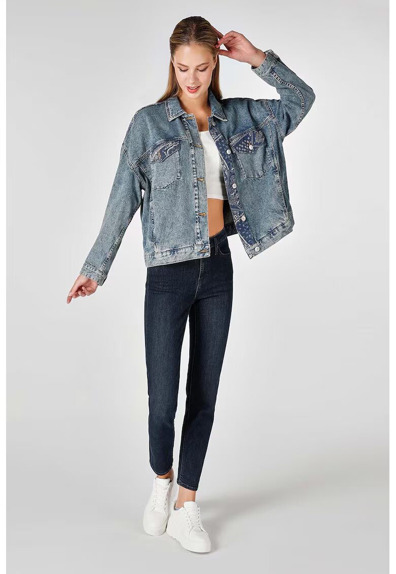 COLINS Jacheta din denim cu garnituri cu model - Albastru royal