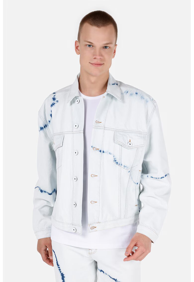 COLINS Jacheta din denim cu imprimeu tie-dye - Albastru glaciar
