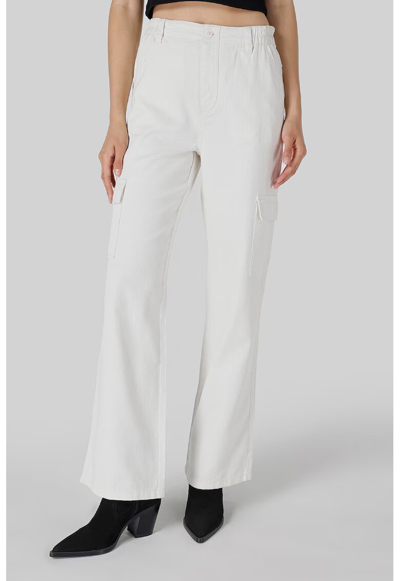 COLINS Pantaloni cargo drepti cu talie inalta - Alb murdar