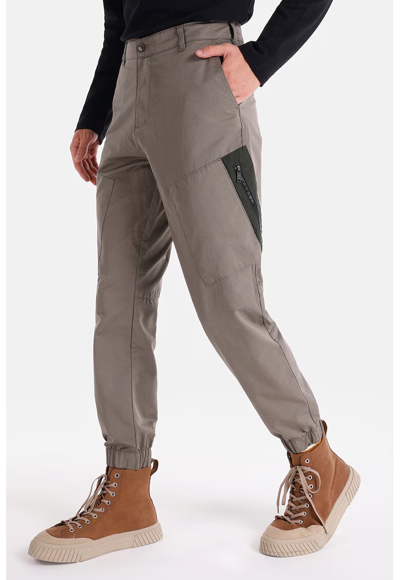COLINS Pantaloni conici cu buzunare multiple - Maro taupe