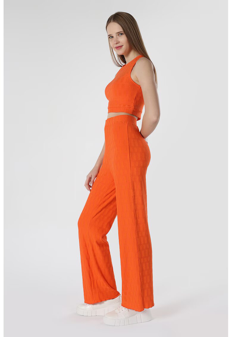 COLINS Pantaloni cu talie inalta si aspect texturat