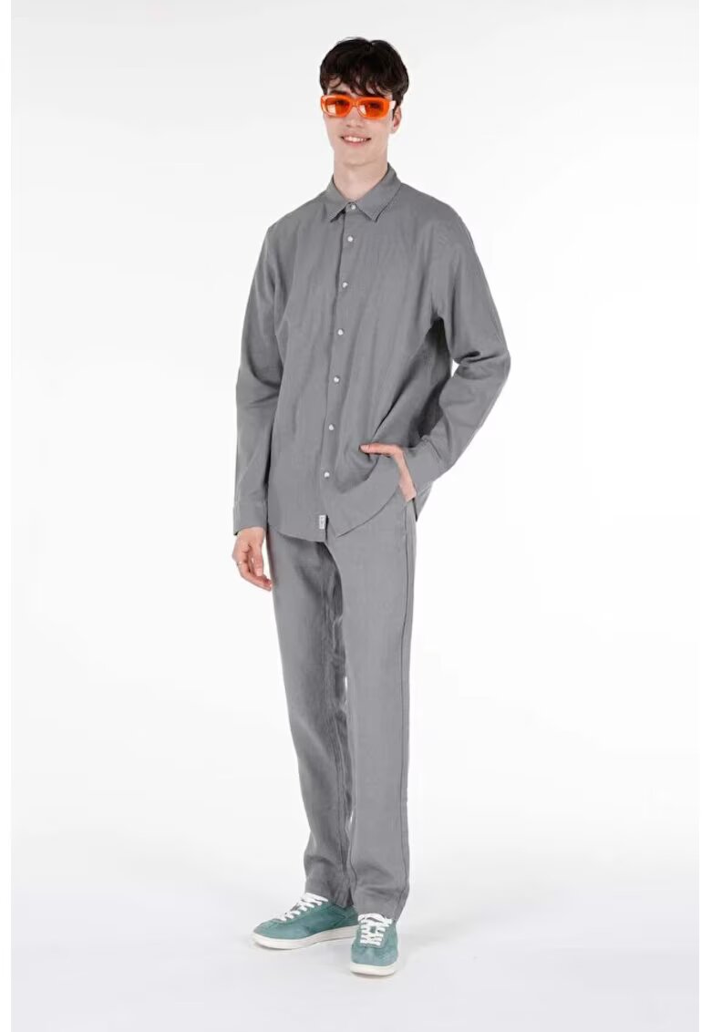 COLIN'S Pantaloni din in cu snur de ajustare in talie - Maro