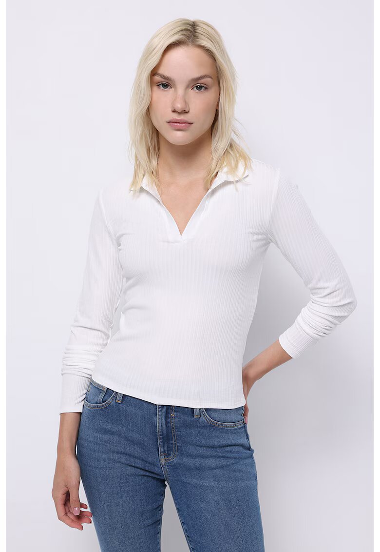 COLIN'S Pulover slim fit cu decolteu in V - Alb