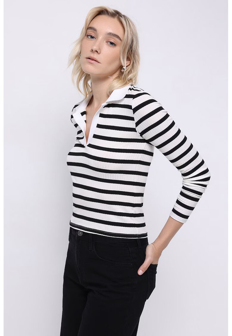 COLIN'S Pulover slim fit cu model in dungi - Alb/Negru