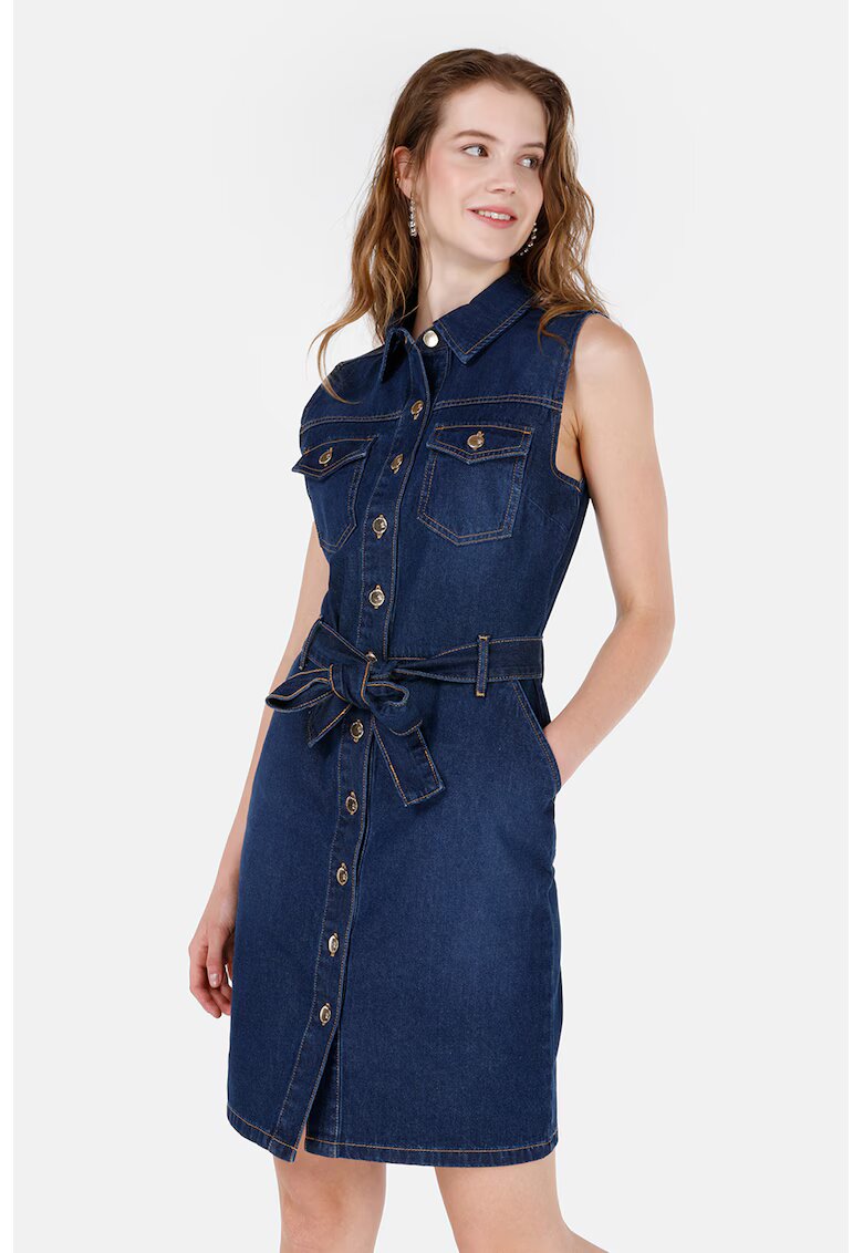 COLIN'S Rochie-camasa din denim cu buzunare aplicate - Bleumarin