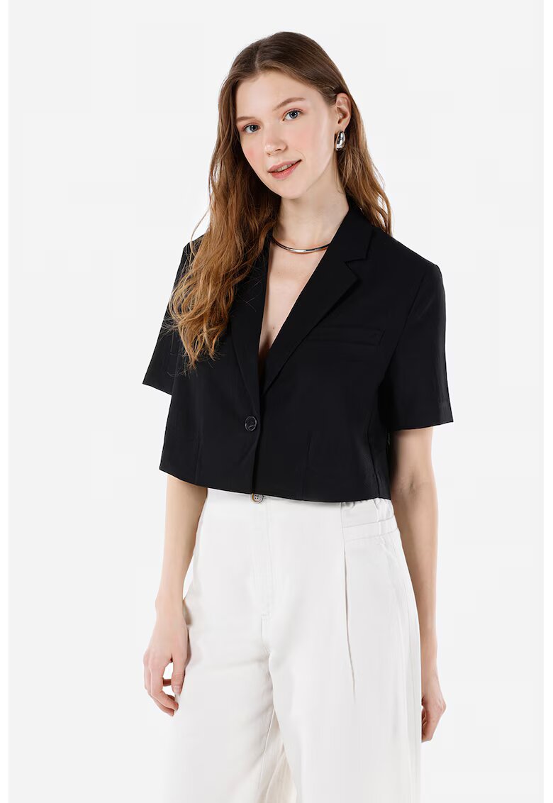 COLIN'S Sacou crop cu maneci scurte - Negru