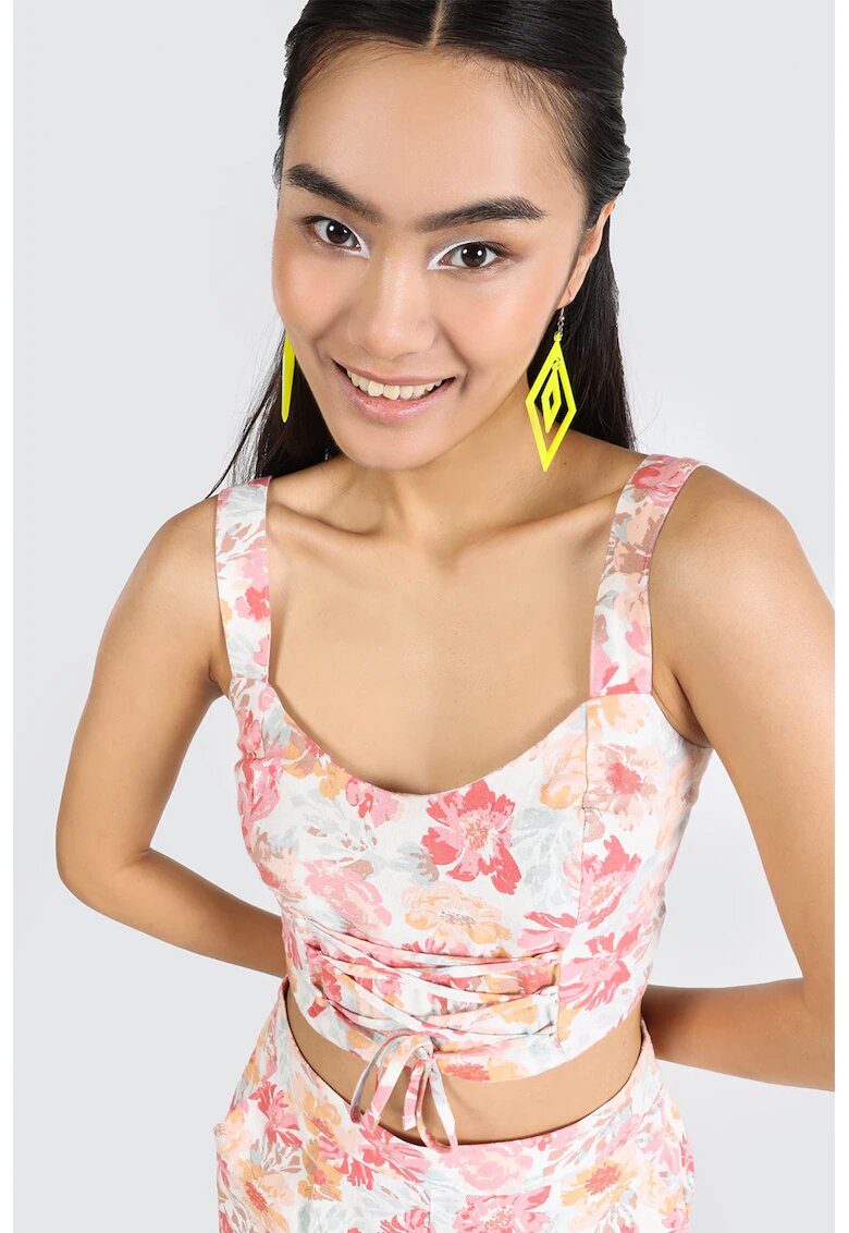 COLIN'S Top crop cu imprimeu floral - Alb/Roz