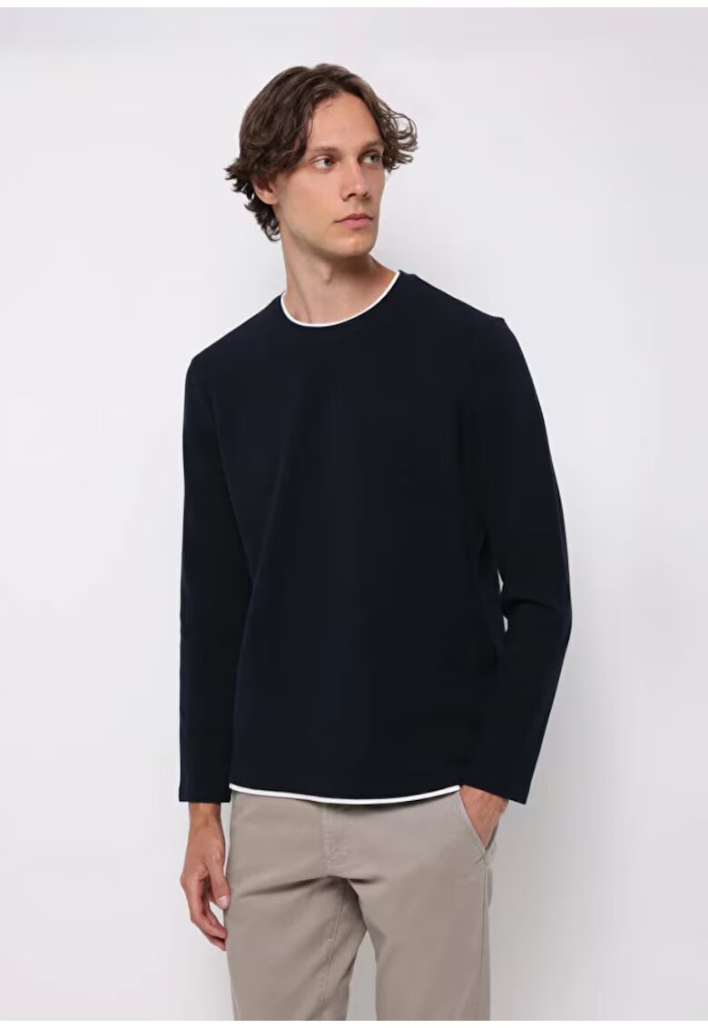 COLIN'S Tricou barbati cu maneca lunga - albastru ocean - bumbac -