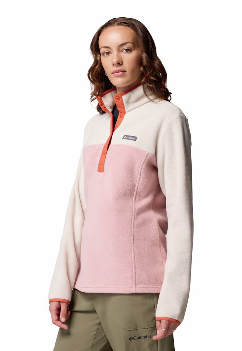 Columbia Bluza din fleece cu fermoar scurt - pentru trekking - Roz pastel/Alb murdar