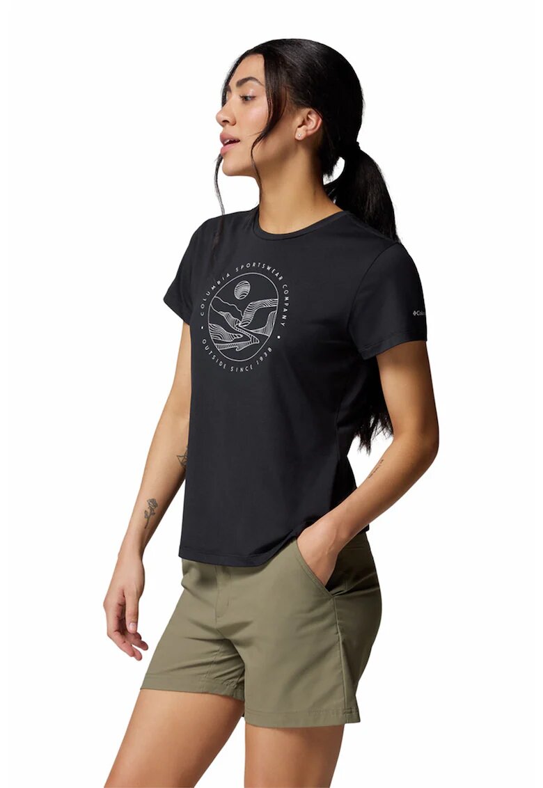 Columbia Tricou cu decolteu la baza gatului Sloan Ridge - Negru/Alb murdar