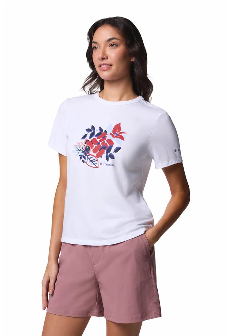 Columbia Tricou cu imprimeu - pentru trekking Sun Trek - Rosu/Alb/Albastru