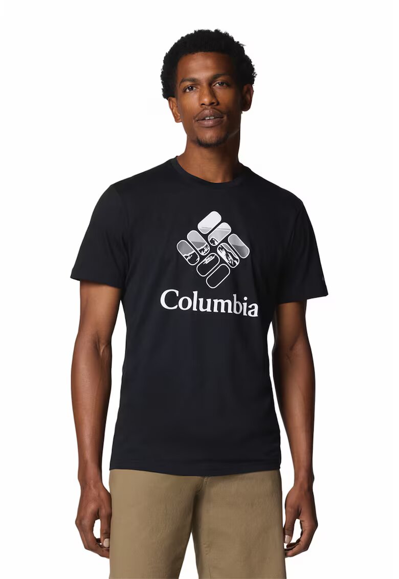 Columbia Tricou de bumbac organic Rapid Ridge - Alb/Negru