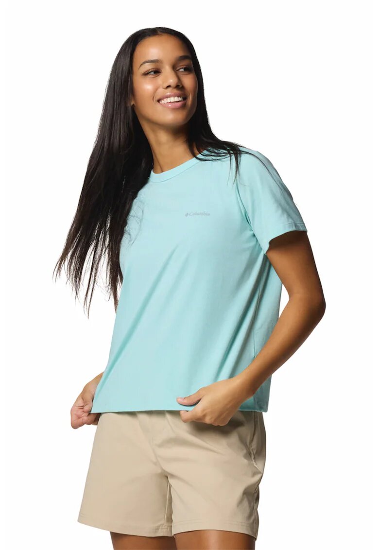 Columbia Tricou din amestec de bumbac pentru trekking Sun Trek - Albastru aquamarin